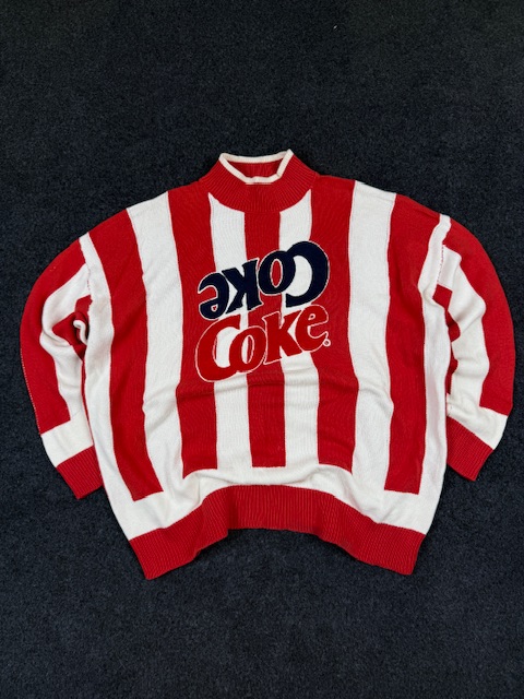VINTAGE red and white Coca-Cola brand sweatshirt, made by Meters/bonwe - LARGE