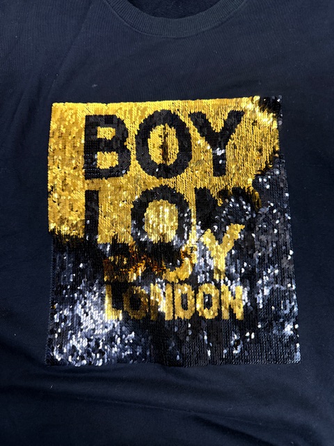 black cotton BOY London sequined logo pullover sweatshirt - L - Image 4