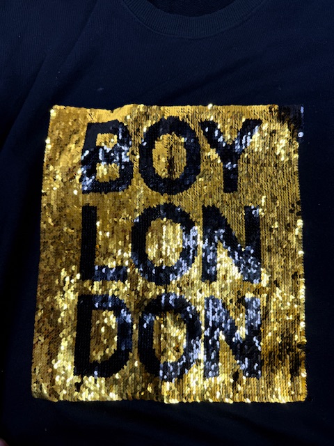 black cotton BOY London sequined logo pullover sweatshirt - L - Image 5