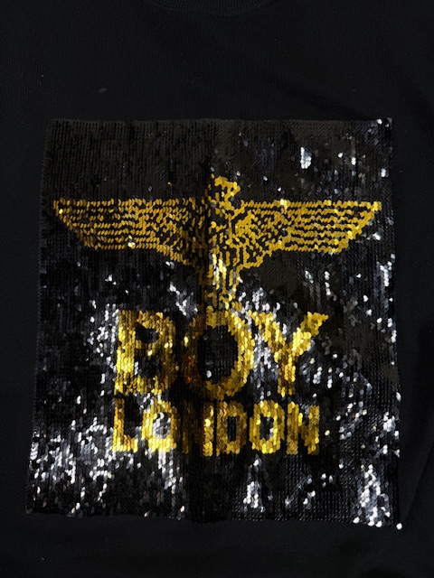 black cotton BOY London sequined logo pullover sweatshirt - L - Image 7