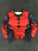Red & Black Superhero Style Compression Long Sleeve T-Shirt – Athletic Fit
