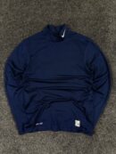 Nike Pro Combat Navy Blue Dri-Fit Compression Mock Neck T-Shirt (Size M)