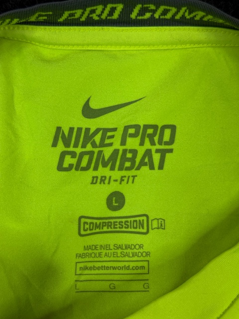 Nike pro combat dri-fit compression long sleeve tee – neon green (size l) Nike Pro Combat Dri-Fit Compression Long Sleeve Tee – Neon Green (Size L) - Image 3