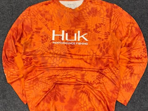 Huk Performance Fishing Long Sleeve Sports T-Shirt – Orange (L/XL)