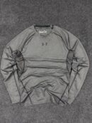 Under Armour HeatGear Grey Compression T-Shirt | Long Sleeve Gym Wear | Size M/L