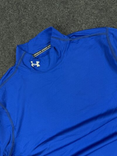 Under Armour ColdGear Fitted Blue Thermal Compression Top – Stretch Gym Wear (M)