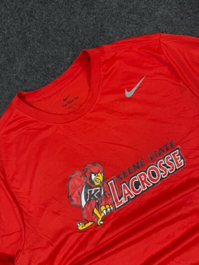 Nike Dri-Fit Keene State Lacrosse Red Sports T-Shirt | Breathable Training Tee – Size L
