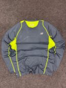 New Balance Grey Neon Panel Compression Sports T-Shirt for Gym & Training – M/L