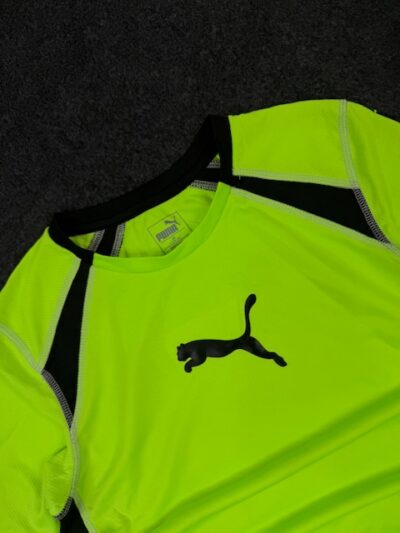 Puma Neon Green Compression Long Sleeve Training T-Shirt | Stretchy Gym & Sports Wear – XS