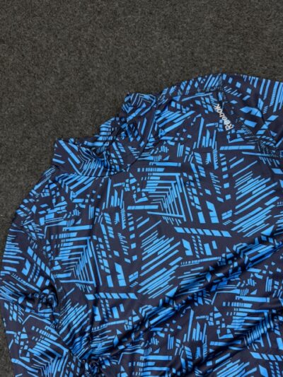Reebok Blue Abstract Printed Sports Hoodie / Long Sleeve Activewear – M