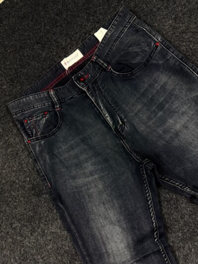Moncler Gamme Bleu Slim Tapered Denim Jeans – Dark Grey Wash with Red Accents – (W30 L37.5)