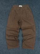 Eighty Six Road Attention Denim Loose Fit Pleated Trousers – Chocolate Brown – (W28 L38)