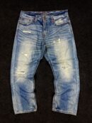 American Eagle Distressed Jeans 36×30 – Relaxed Straight Fit Light Blue Vintage Denim