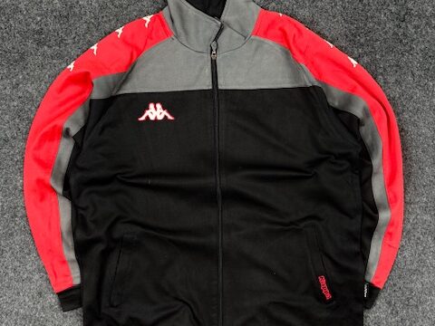 Kappa Black Red Colorblock Track Jacket Oversized (Size L)