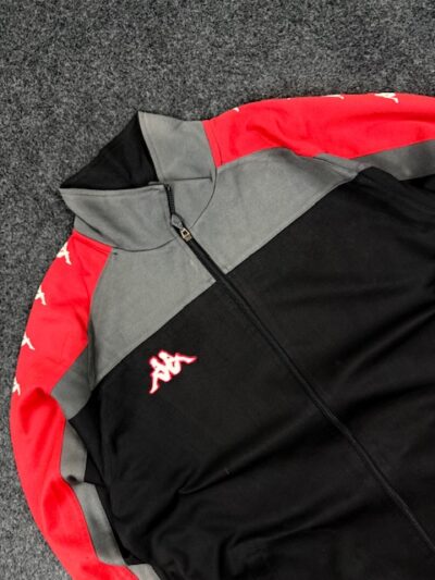 Kappa Black Red Colorblock Track Jacket Oversized (Size L)