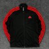 Adidas Black & Red 3 Stripe Track Jacket – Full Zip Sportswear (Size XS) – – MyThriftKart
