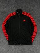 Adidas Black & Red 3 Stripe Track Jacket – Full Zip Sportswear (Size XS)