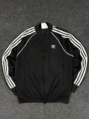 Adidas Originals Black 3 Stripe Track Jacket – Classic Trefoil Full Zip (Size XL)