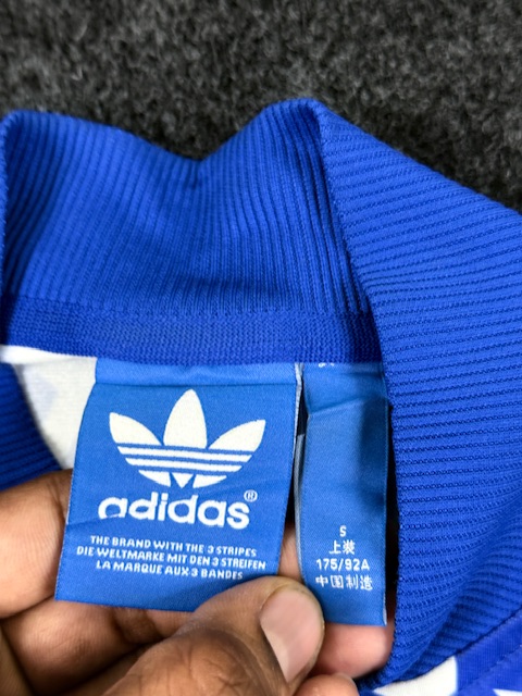 Adidas originals all over print blue track jacket – trefoil graphic full zip (size s/m) Adidas Originals All Over Print Blue Track Jacket – Trefoil Graphic Full Zip (Size S/M)