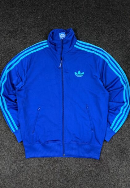 Adidas Originals Blue 3 Stripe Track Jacket – Trefoil Logo Full Zip (Size XL)