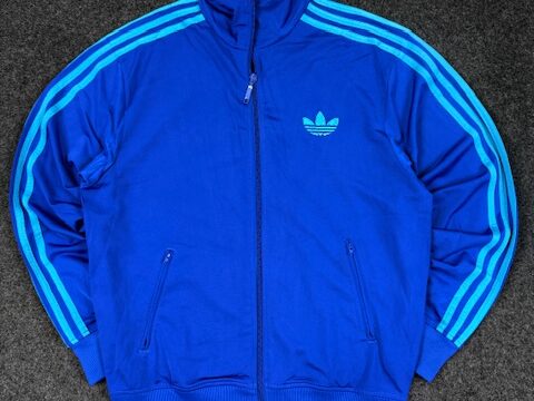 Adidas Originals Blue 3 Stripe Track Jacket – Trefoil Logo Full Zip (Size XL)