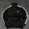 Adidas black 3 stripe track jacket – full zip sportswear classic (size l) Adidas Black 3 Stripe Track Jacket – Full Zip Sportswear Classic (Size L)