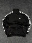 Adidas Black 3 Stripe Track Jacket – Full Zip Sportswear Classic (Size L)