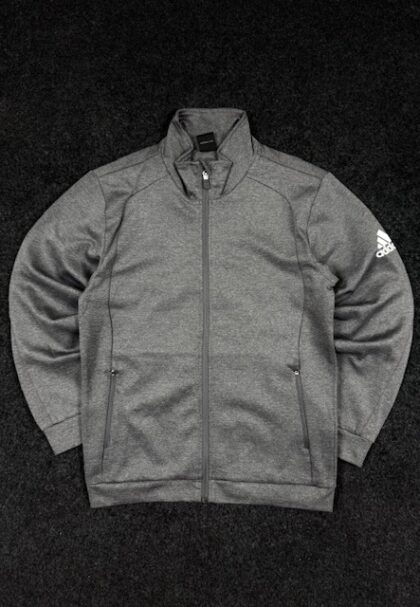 Adidas Grey Full Zip Sports Track Jacket – Minimal Logo Activewear (Size XS)