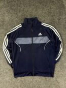 Adidas Climalite Navy Blue Track Jacket – 3 Stripe Sports Zip Jacket (Size S)
