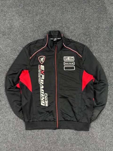 Exr racing black & red sports track jacket – zip up athletic jacket (size l) EXR Racing Black & Red Sports Track Jacket – Zip Up Athletic Jacket (Size L)