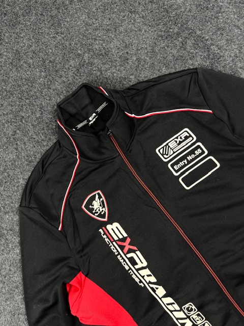 Exr racing black & red sports track jacket – zip up athletic jacket (size l) EXR Racing Black & Red Sports Track Jacket – Zip Up Athletic Jacket (Size L) - Image 2
