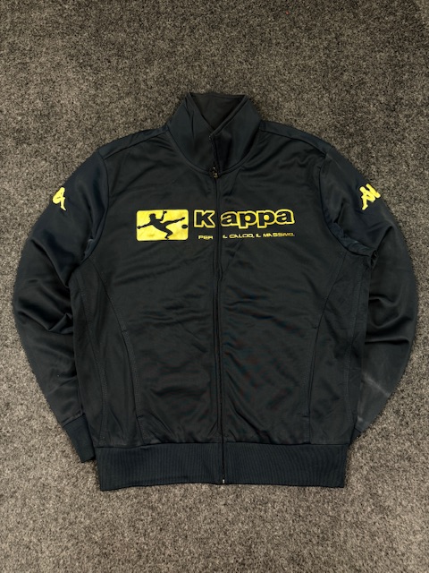 Kappa black sports track jacket – logo print zip jacket (size l) Kappa Black Sports Track Jacket – Logo Print Zip Jacket (Size L)