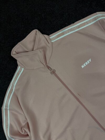NERDY Beige Oversized Track Jacket – Premium Korean Streetwear Zip Jacket (Size M/L)