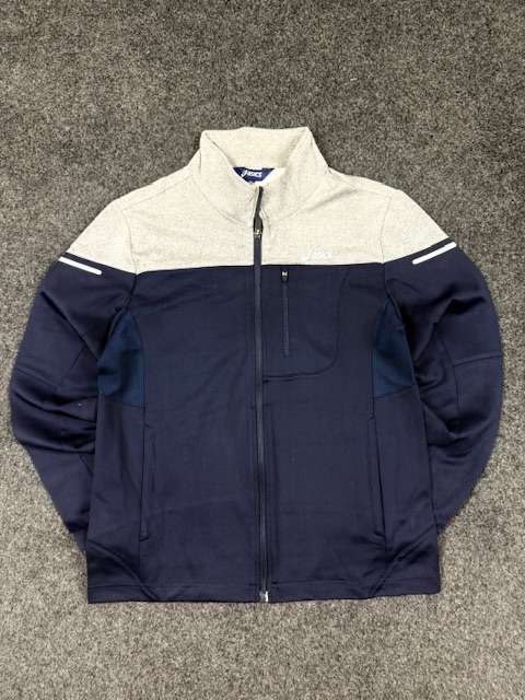 Asics navy grey men’s track jacket – premium sports zip jacket (size s) Asics Navy Grey Men’s Track Jacket – Premium Sports Zip Jacket (Size S)