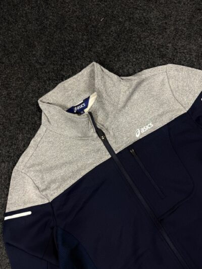 Asics Navy Grey Men’s Track Jacket – Premium Sports Zip Jacket (Size S)