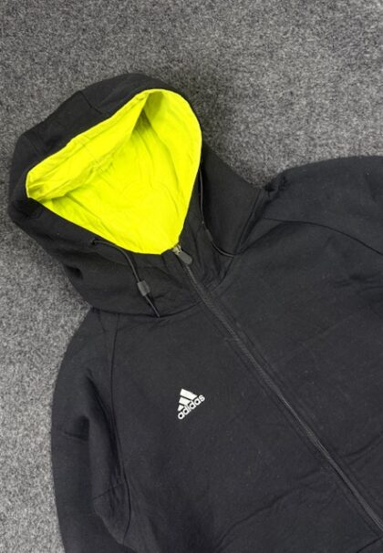 Adidas Zip-Up Hoodie Black Neon Contrast – Size M