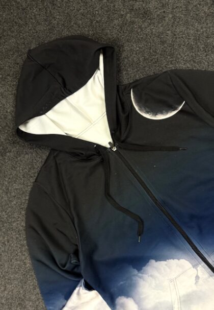 CAMME Moon Graphic Zip-Up Hoodie Black (L)