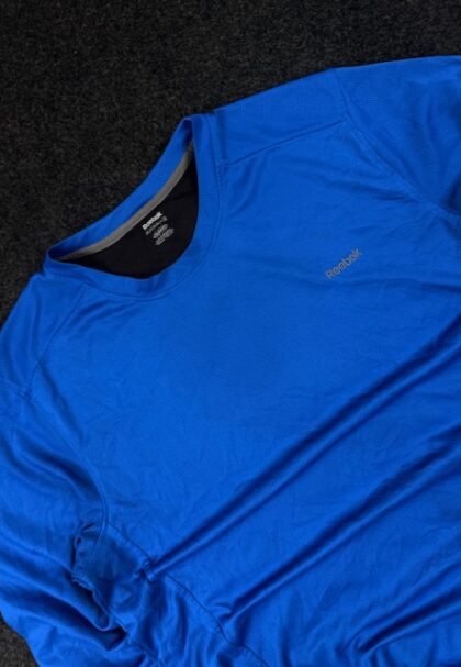 Home Reebok PlayDry Long Sleeve Performance T-Shirt Blue (2XL/3XL)