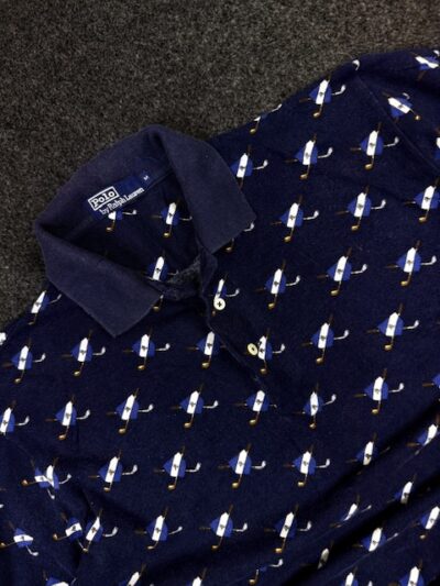 Polo Ralph Lauren All Over Print Polo T-Shirt (XXL Fit) – Premium Navy Graphic Polo