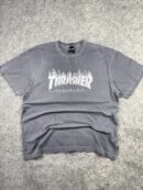 Thrasher Flame Logo Oversized T-Shirt Grey (L) | Skate Streetwear Graphic Tee