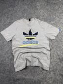 Adidas Originals Grey T-Shirt M | Trefoil Logo Casual Tee | Premium Cotton Streetwear India