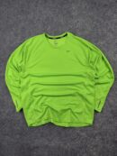 Nike Dri-FIT Neon Green Running T-Shirt (L) | Long Sleeve Performance Gym Activewear