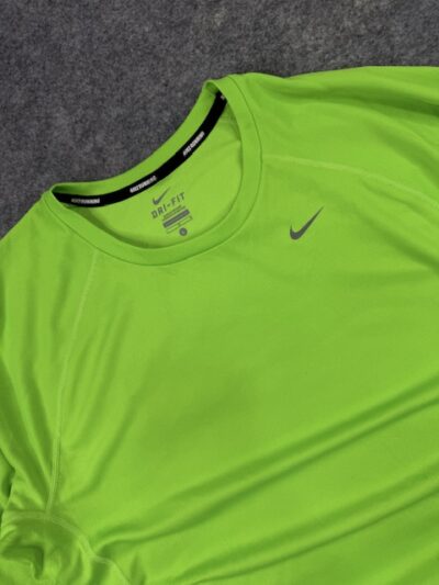 Nike Dri-FIT Neon Green Running T-Shirt (L) | Long Sleeve Performance Gym Activewear