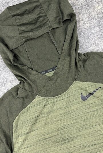 Nike Dri-FIT Olive Green Hoodie (M) | Lightweight Training & Running Performance Hoodie