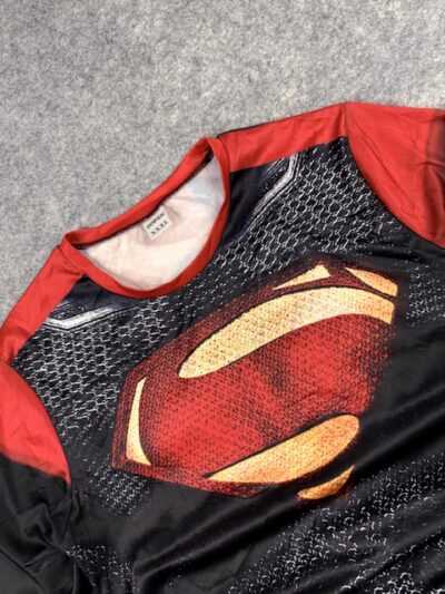 Superman Graphic Long Sleeve T-Shirt (XL) | Stretch Comic Print Gym & Streetwear Tee