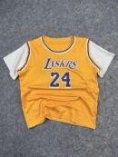 Lakers Bryant #24 Basketball Jersey Yellow Purple (XXS) | Kobe Inspired Mesh Tee