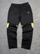 Puma Black Track Pants with Neon Panels | Athletic Gym Joggers | Size L/XL