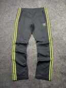 Adidas Originals Grey Track Pants with Neon Stripes | Vintage Trefoil Joggers | Size M