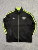 Kappa 1967 Track Jacket | Black Neon Green Full Zip Sports Jacket | Size M