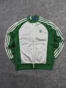 Adidas Originals Track Jacket Green White | Vintage Trefoil 3 Stripes Zip Jacket | Size XS